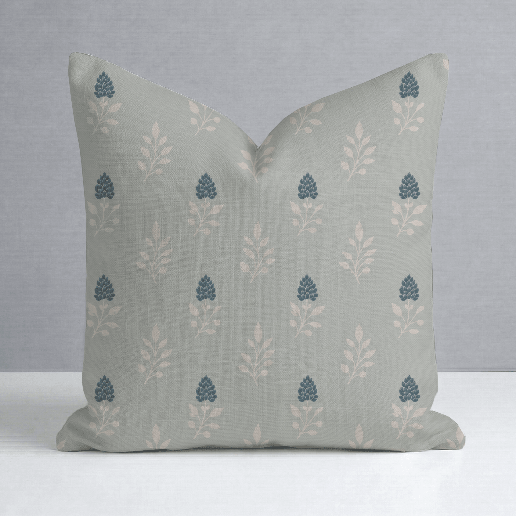 Hedgerow Sage Floral Throw Pillow - Lemon Park
