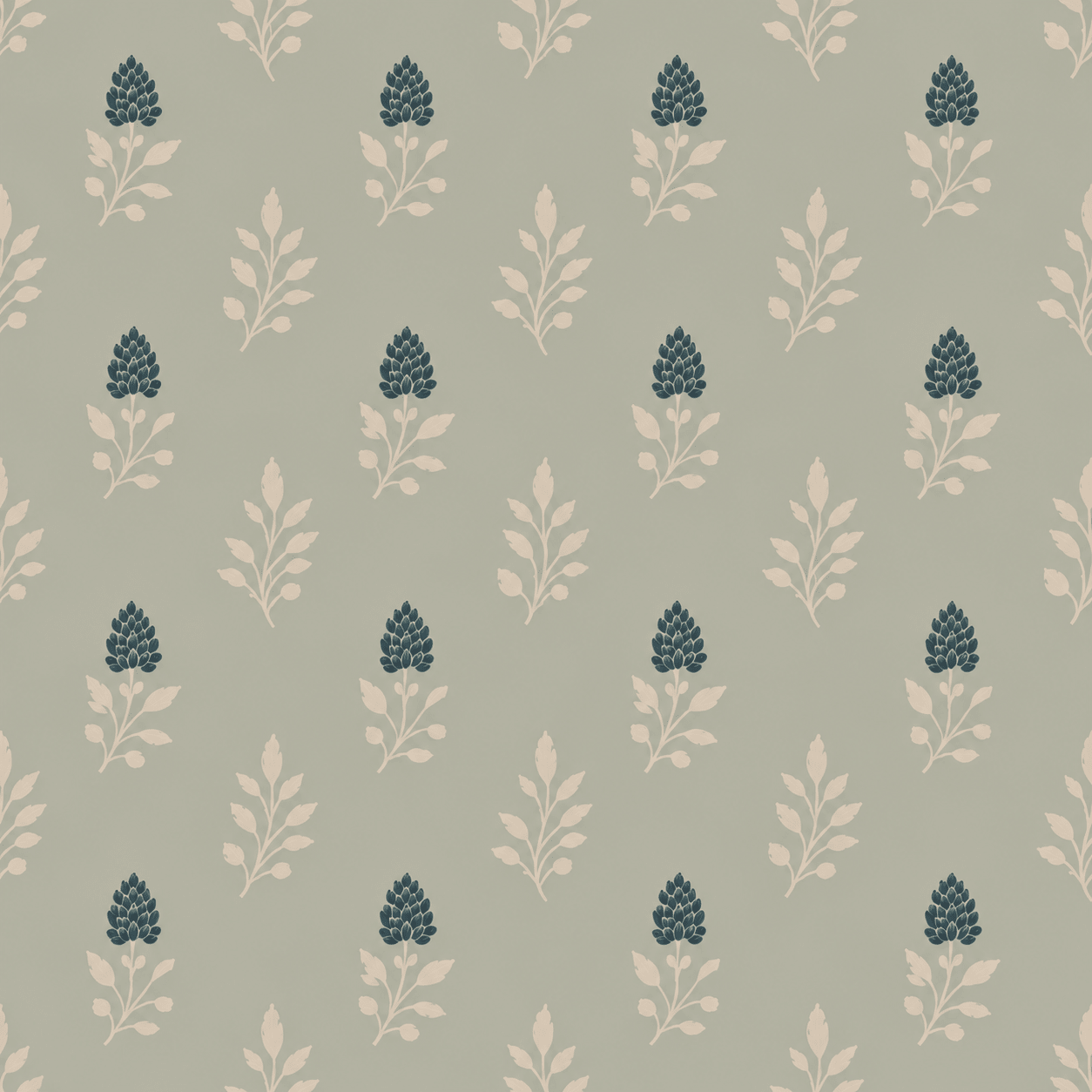 Hedgerow Sage Floral Wallpaper - Lemon Park