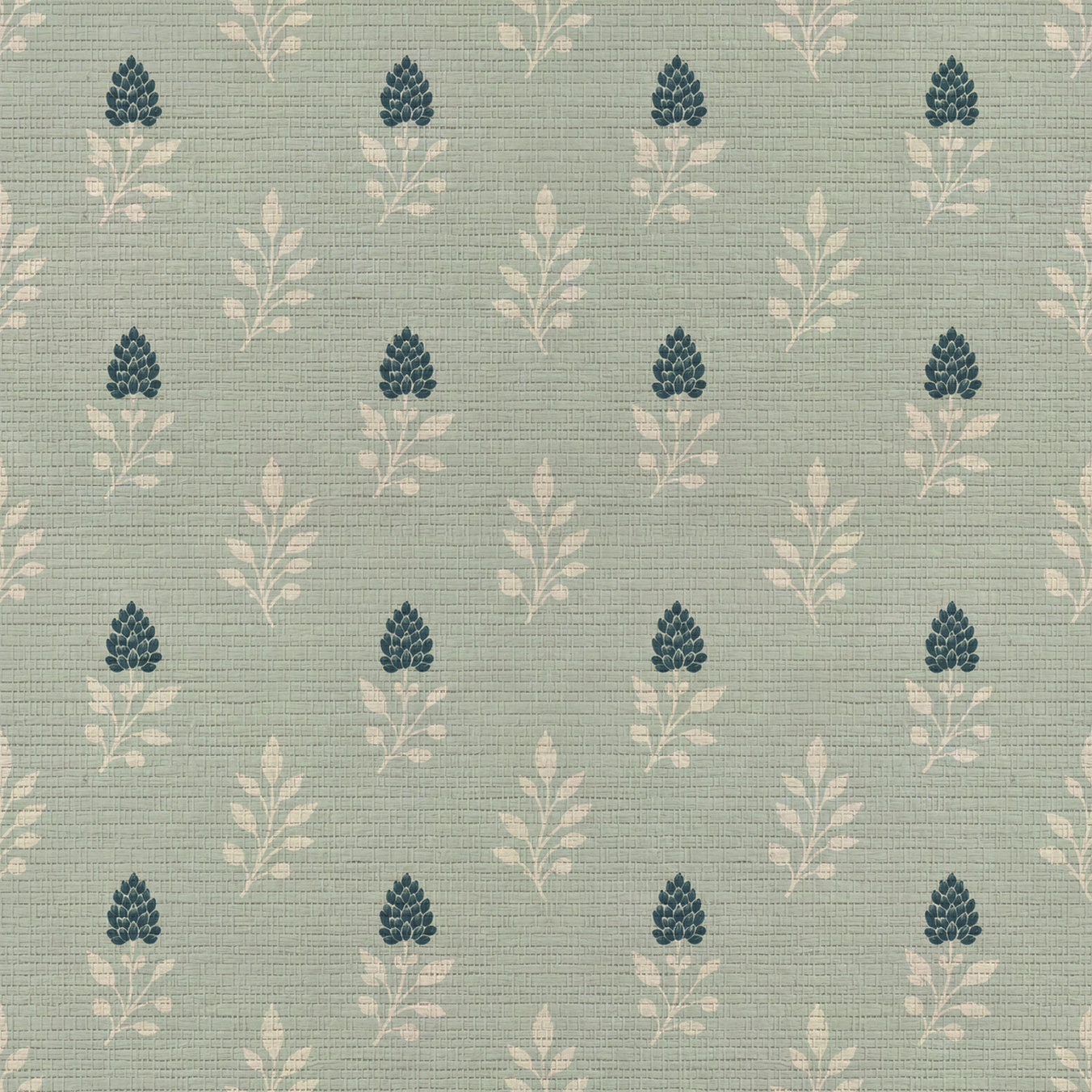 Hedgerow Sage Floral Faux Grasscloth Wallpaper
