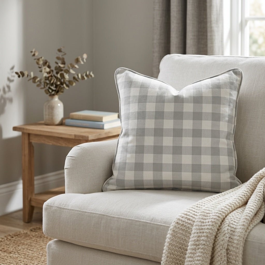 Hedgerow Sage Gingham Throw Pillow - Lemon Park