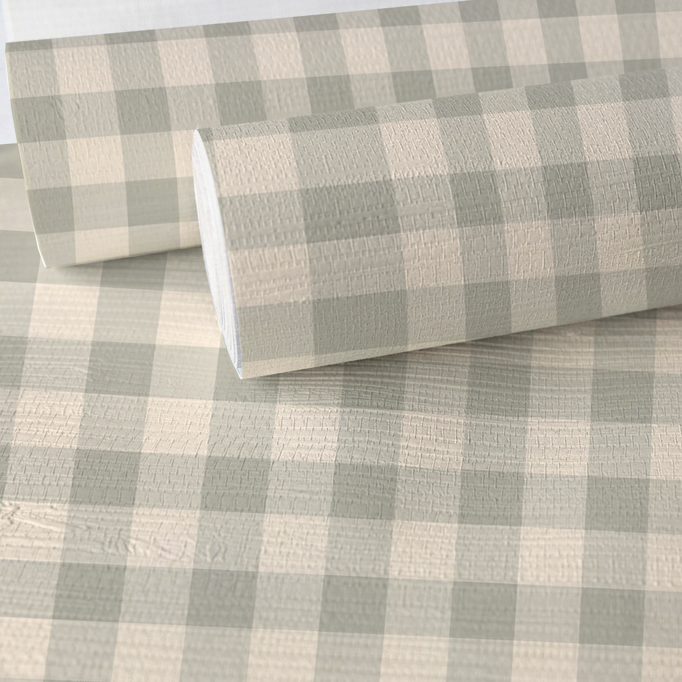 Hedgerow Sage Gingham Faux Grasscloth Wallpaper