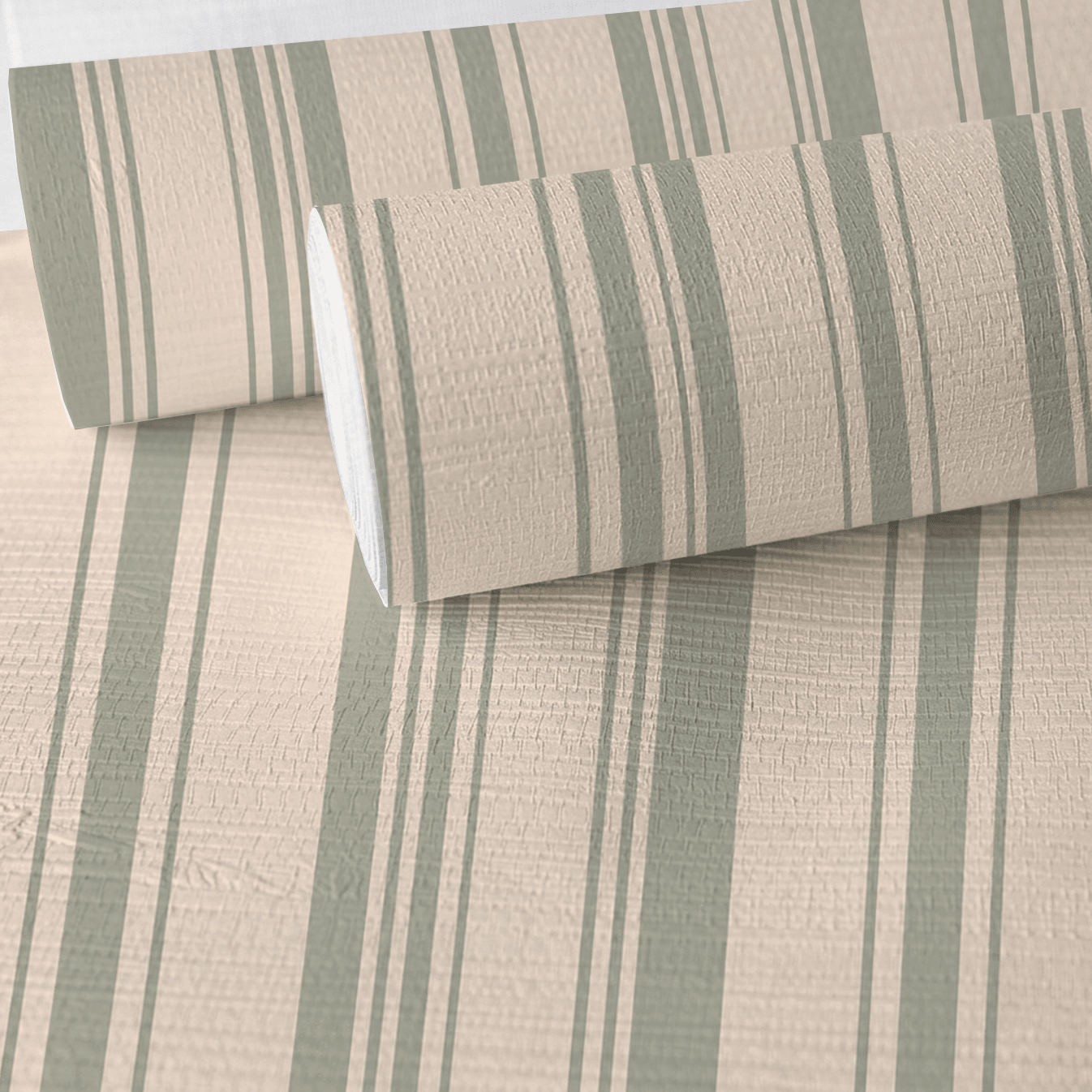 Hedgerow Sage Stripes Faux Grasscloth Wallpaper - Lemon Park
