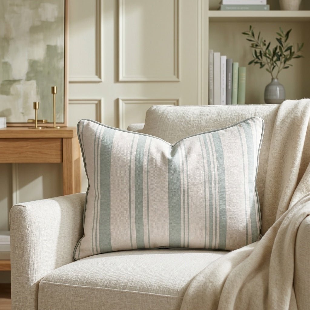 Hedgerow Sage Stripes Throw Pillow - Lemon Park
