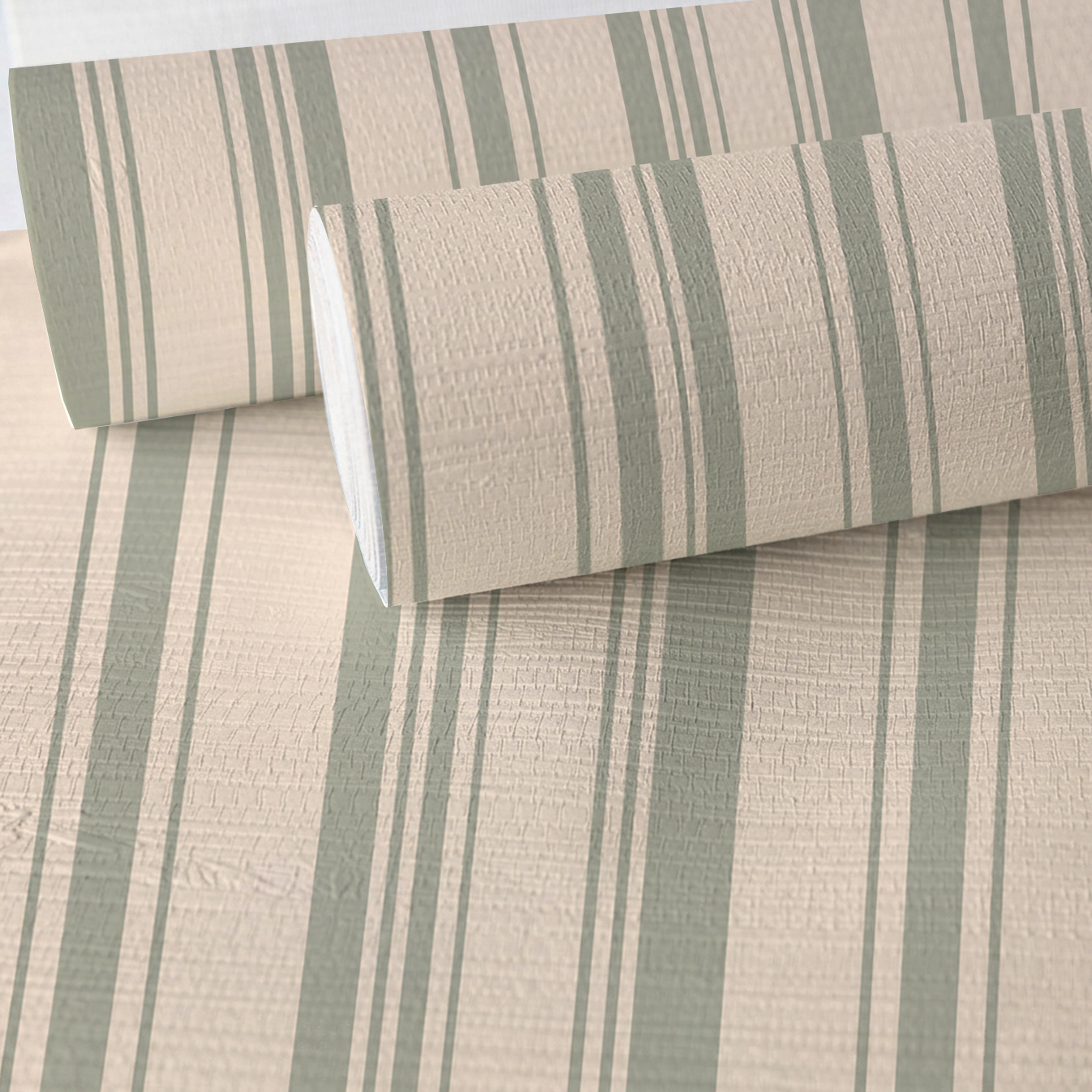 Hedgerow Sage Stripes Faux Grasscloth Wallpaper