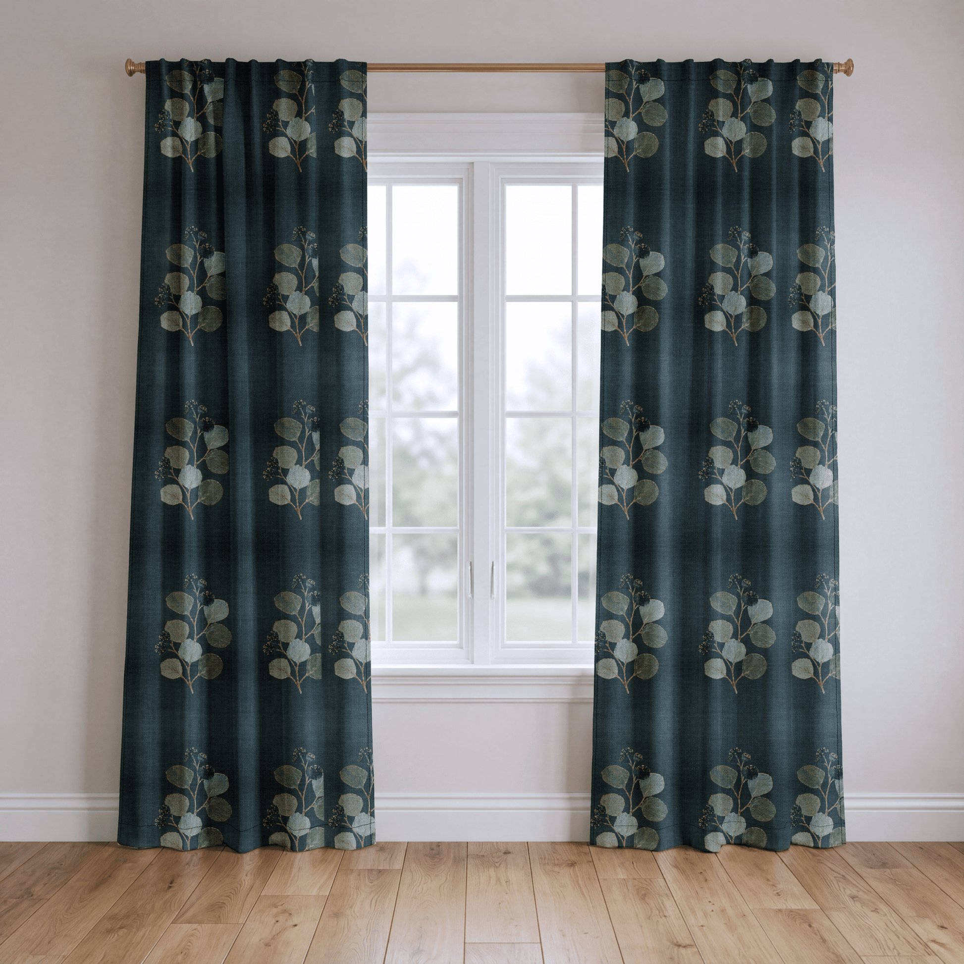 Hedgerow Teal Botanical - Drapery - Lemon Park