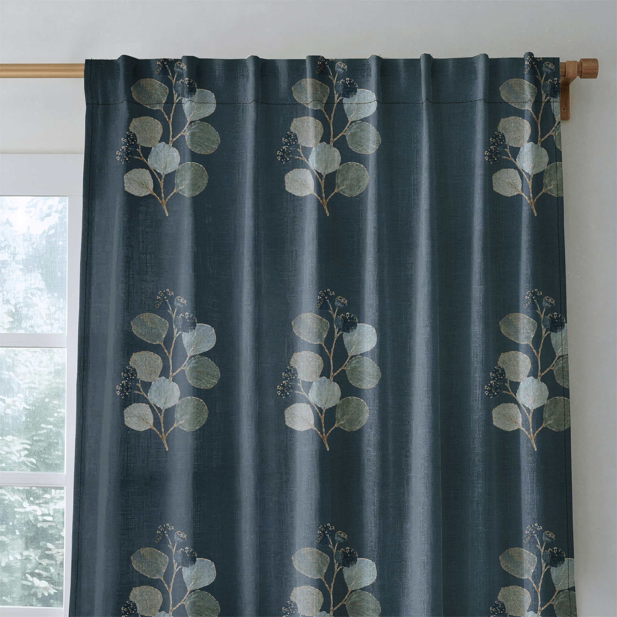 Hedgerow Teal Botanical - Drapery - Lemon Park