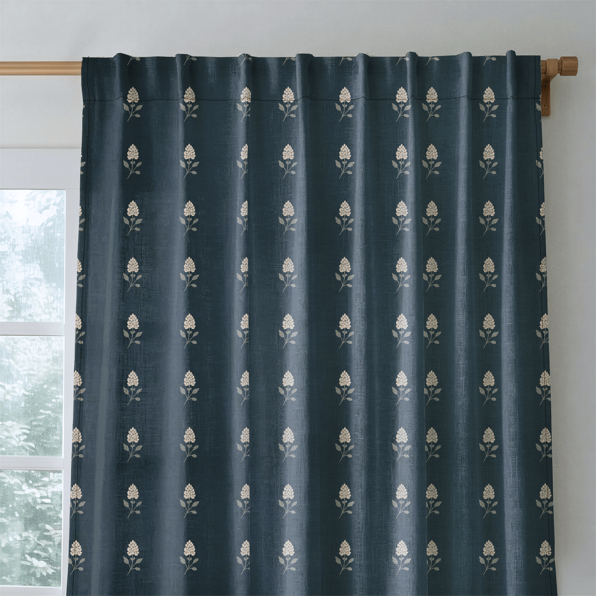 Hedgerow Teal Floral - Drapery - Lemon Park
