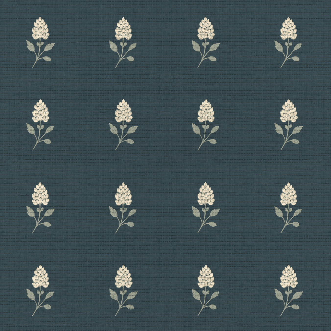 Hedgerow Teal Floral Faux Grasscloth Wallpaper - Lemon Park