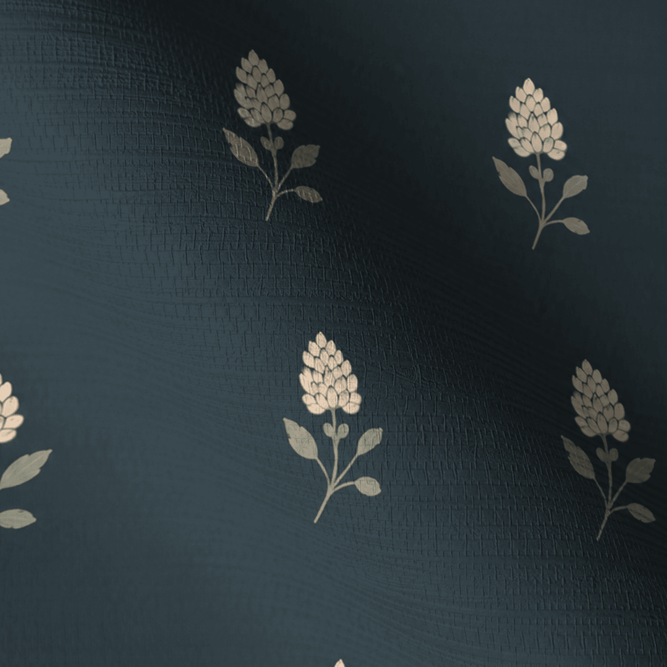 Hedgerow Teal Floral Faux Grasscloth Wallpaper - Lemon Park