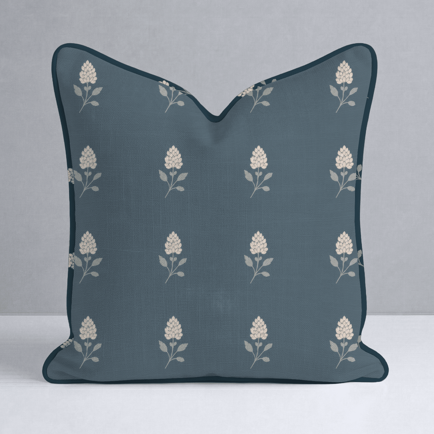 Hedgerow Teal Floral Throw Pillow - Lemon Park