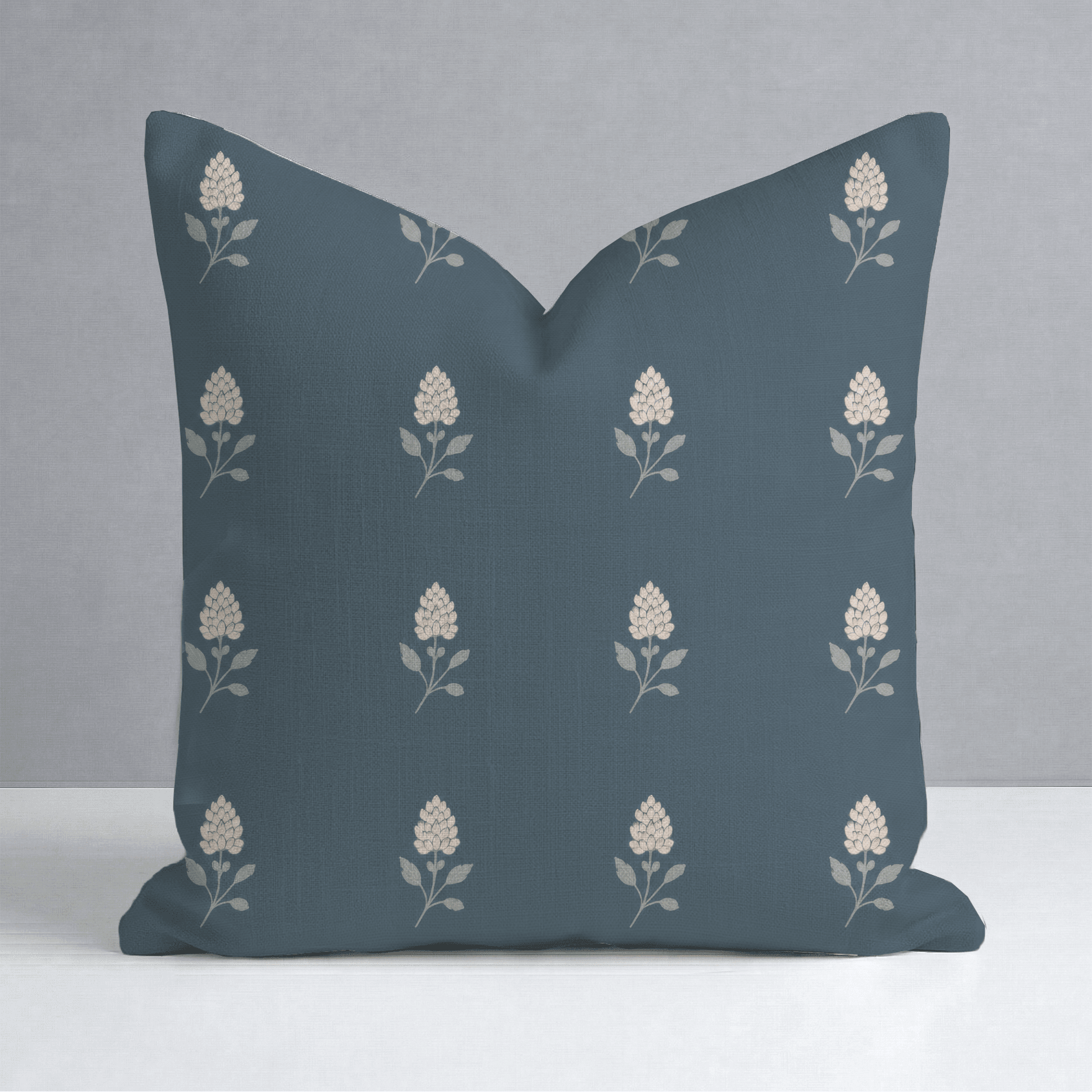 Hedgerow Teal Floral Throw Pillow - Lemon Park
