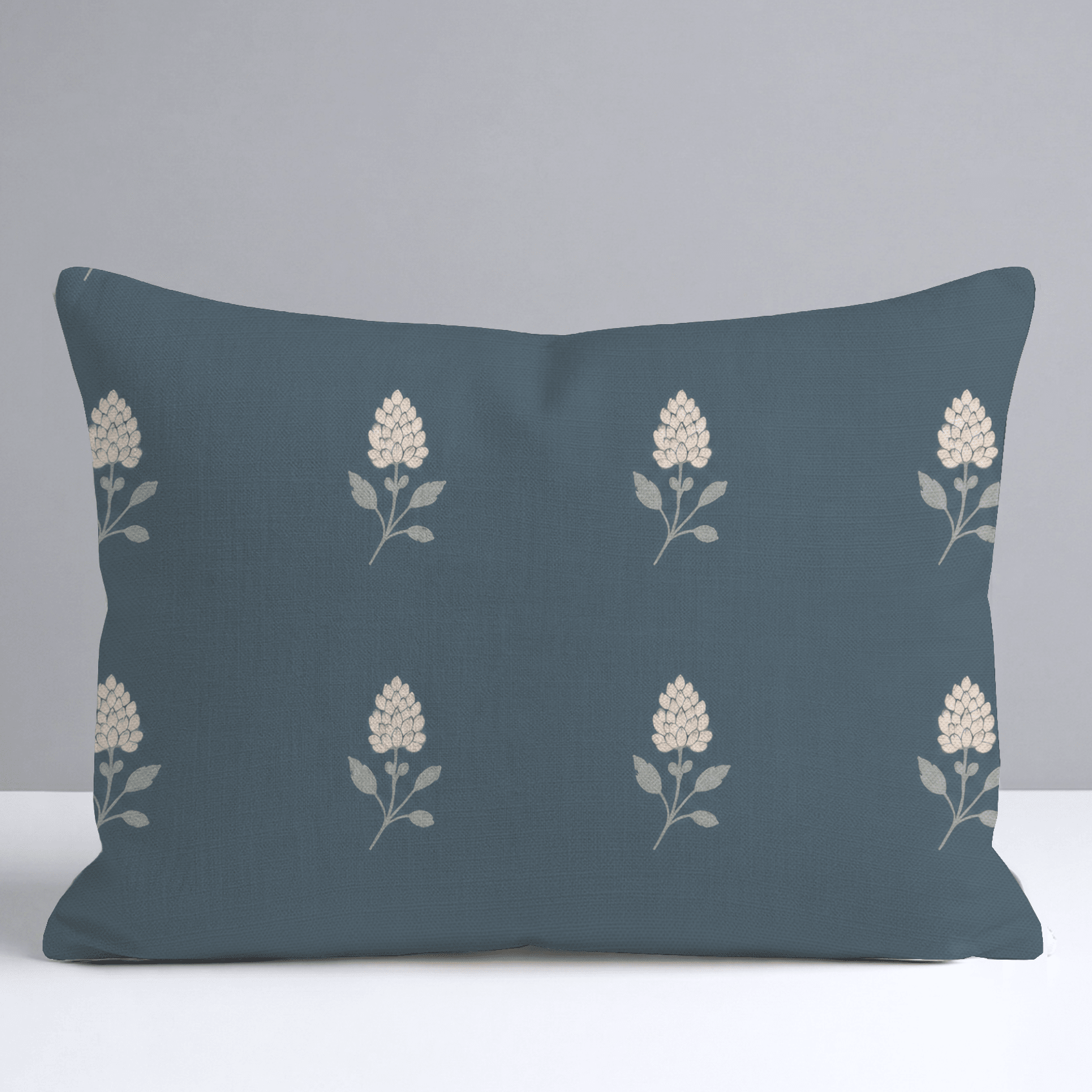 Hedgerow Teal Floral Throw Pillow - Lemon Park