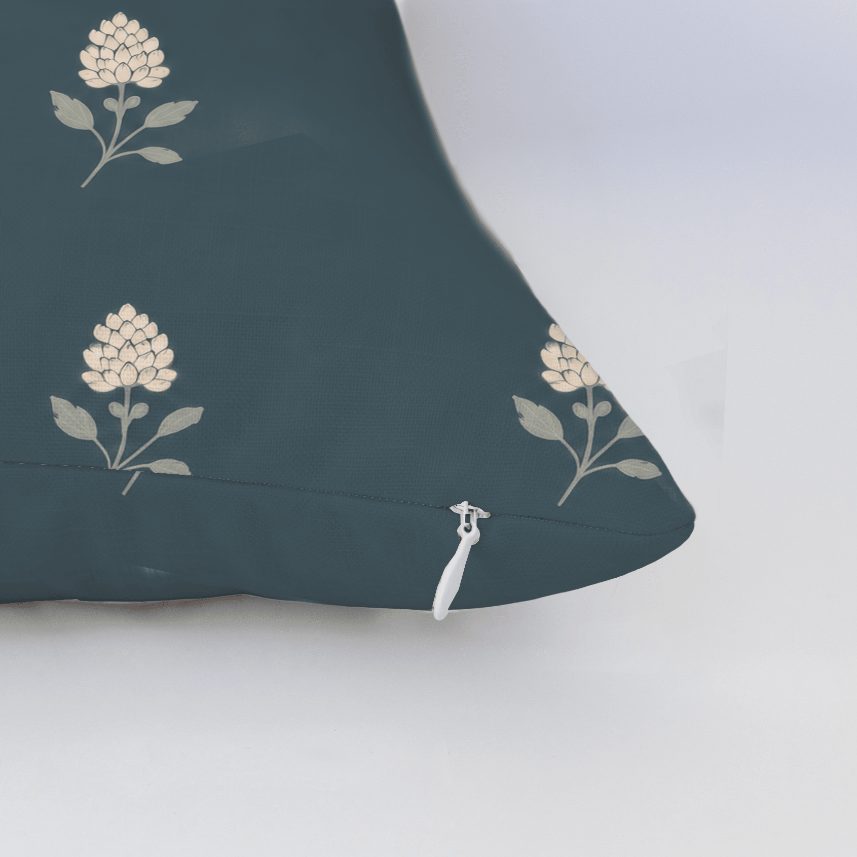 Hedgerow Teal Floral Throw Pillow - Lemon Park