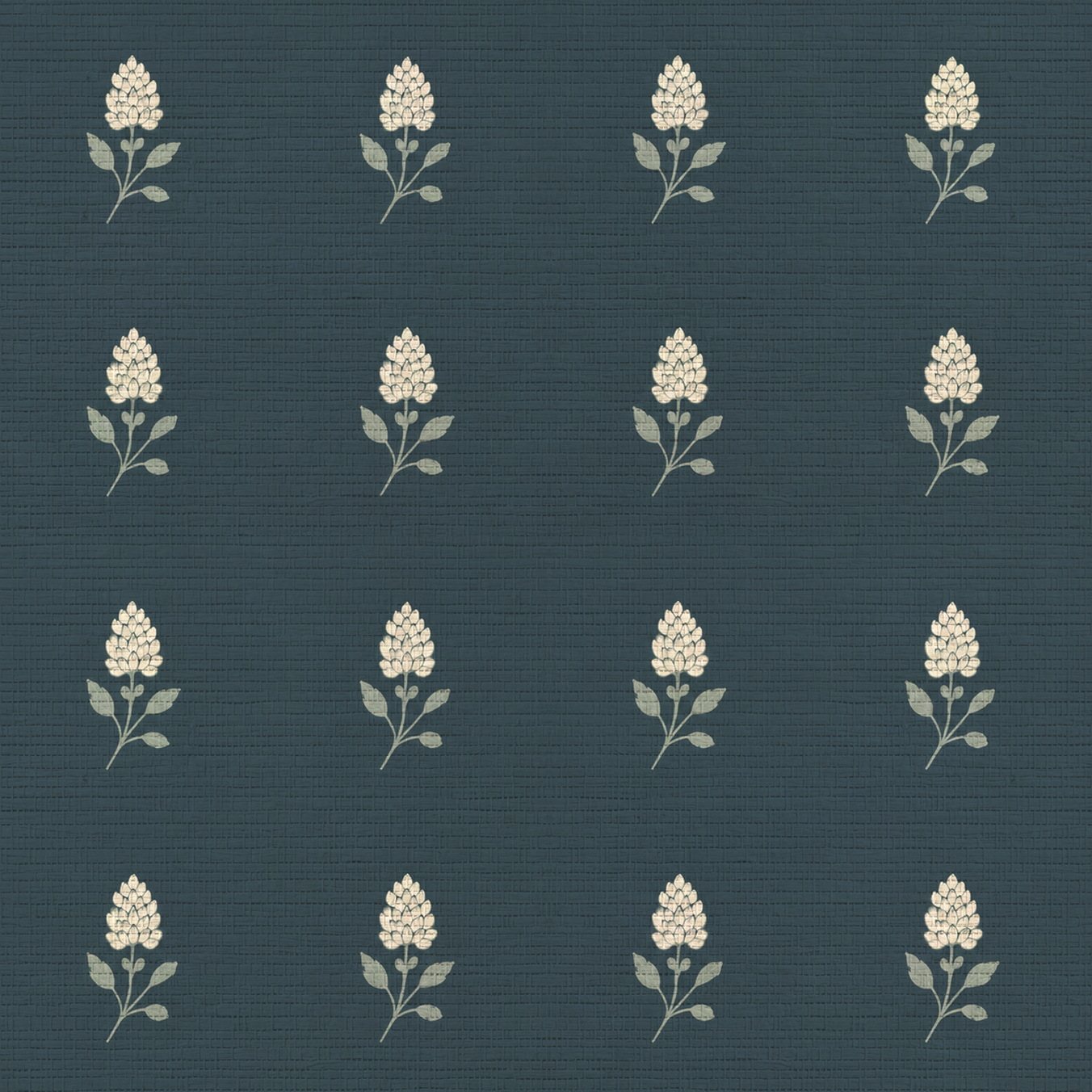 Hedgerow Teal Floral Faux Grasscloth Wallpaper