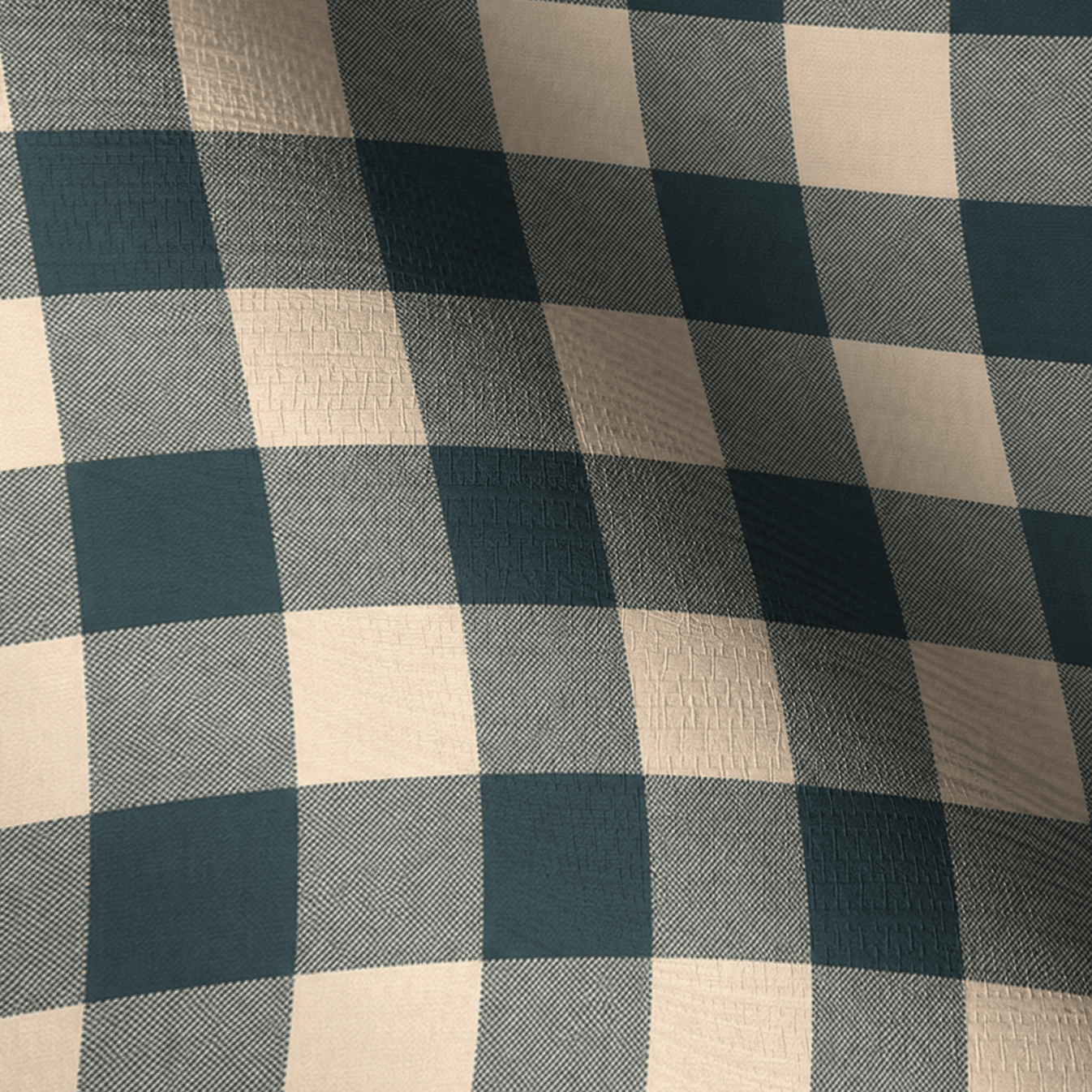 Hedgerow Teal Gingham Faux Grasscloth Wallpaper - Lemon Park