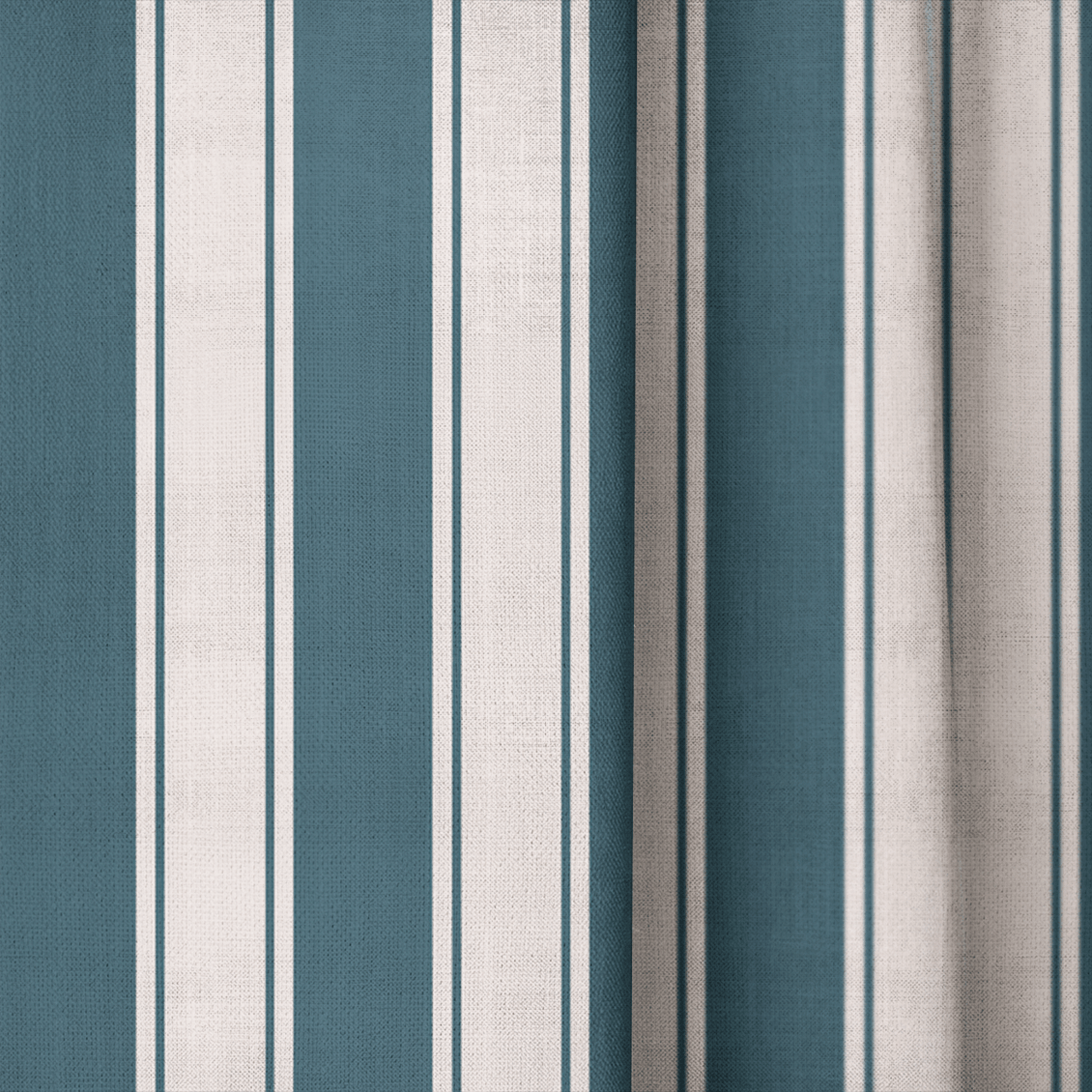 Hedgerow Teal Stripes - Drapery - Lemon Park