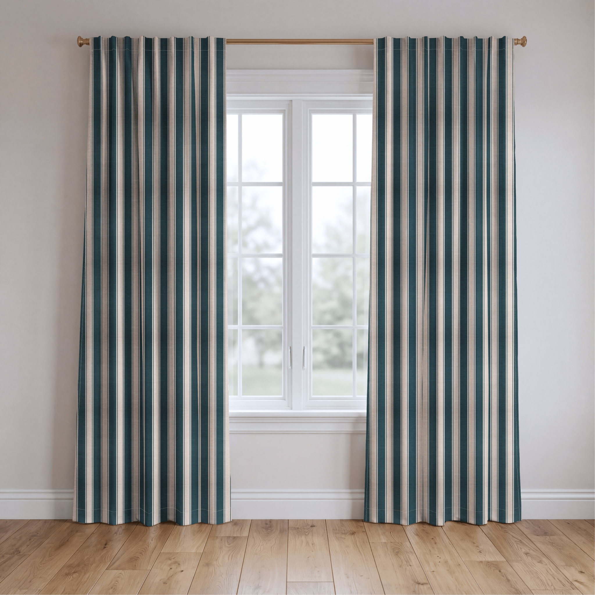 Hedgerow Teal Stripes - Drapery - Lemon Park
