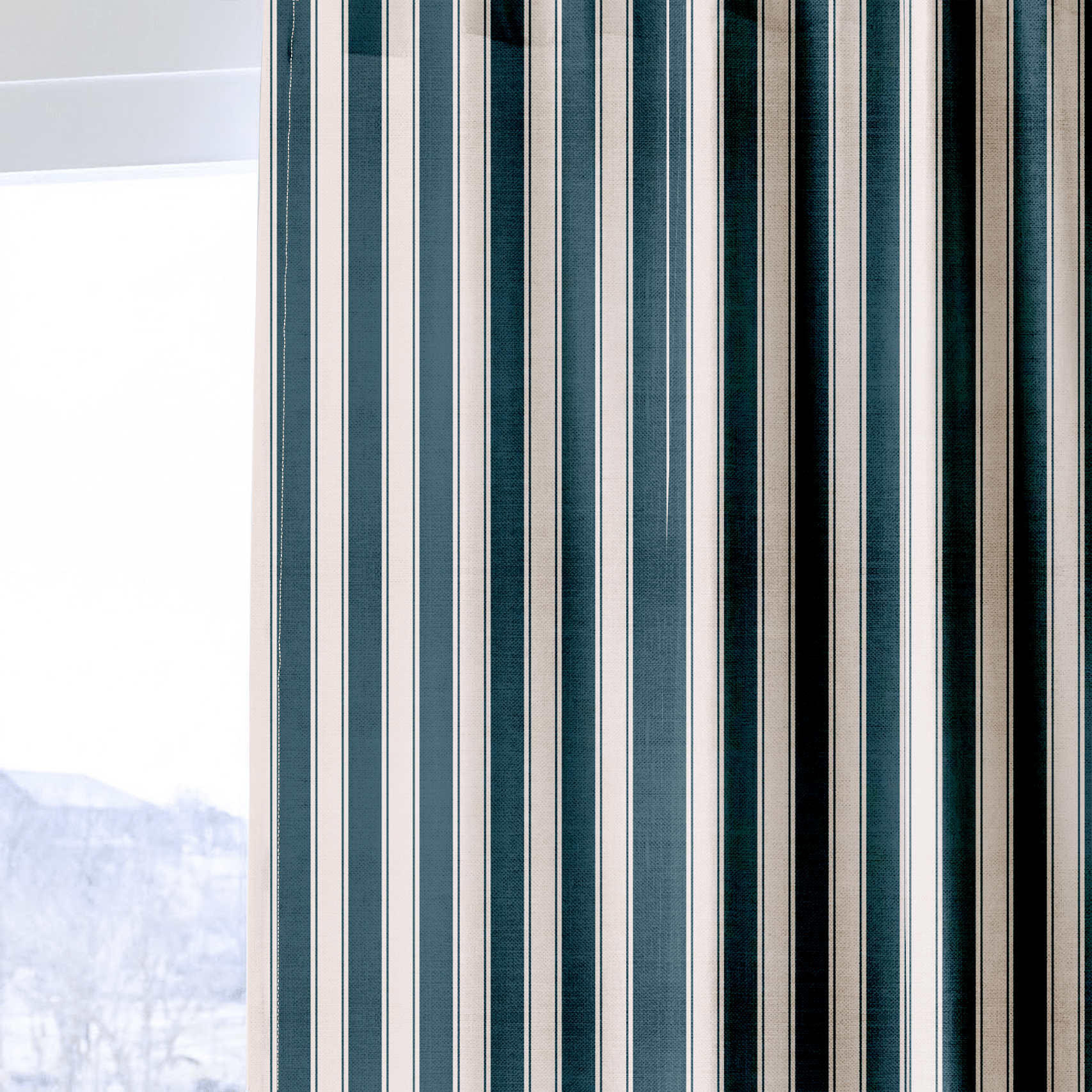 Hedgerow Teal Stripes - Drapery - Lemon Park