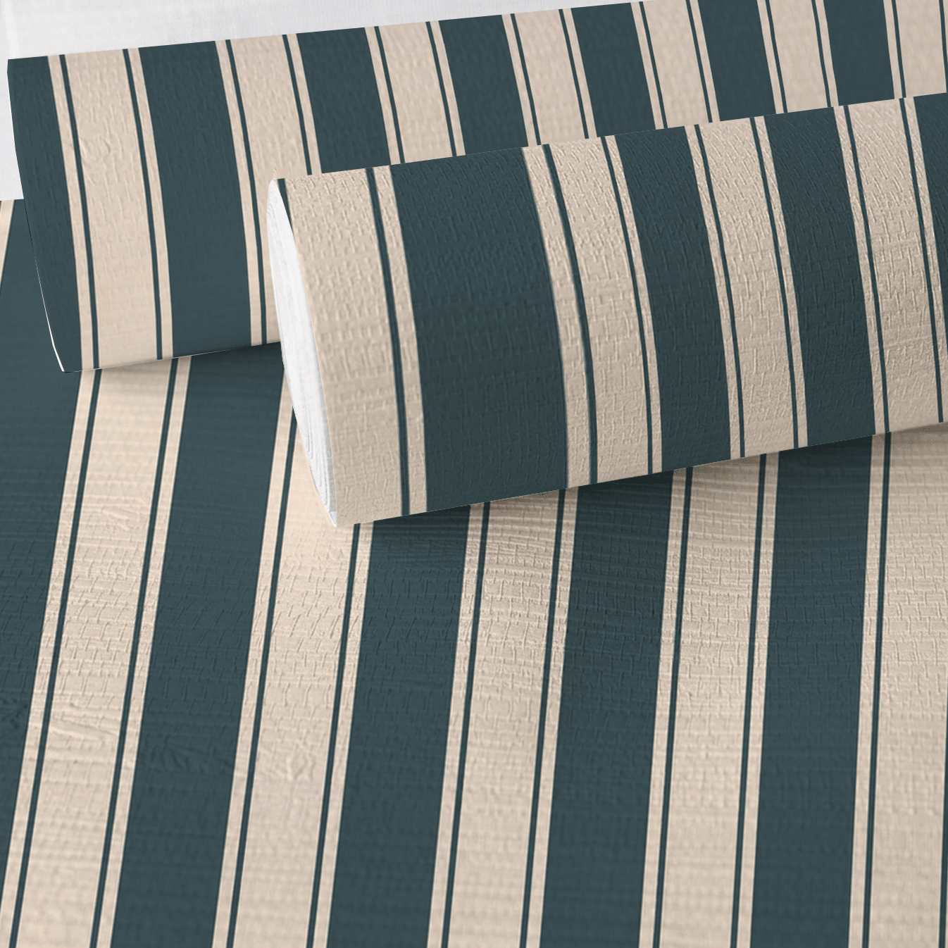 Hedgerow Teal Stripes Faux Grasscloth Wallpaper - Lemon Park