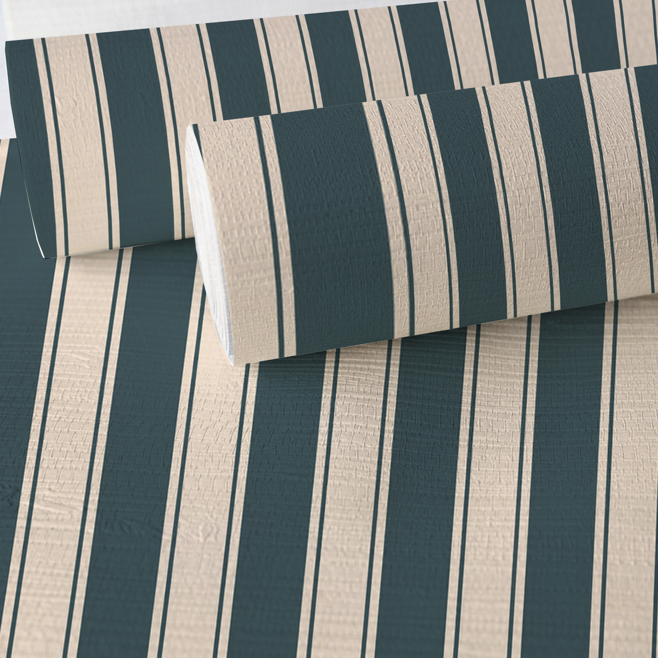 Hedgerow Teal Stripes Faux Grasscloth Wallpaper