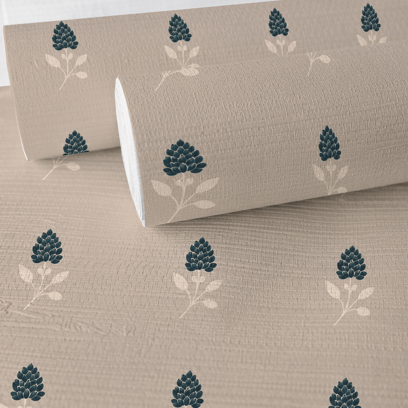 Hedgerow Traventine Floral Faux Grasscloth Wallpaper - Lemon Park
