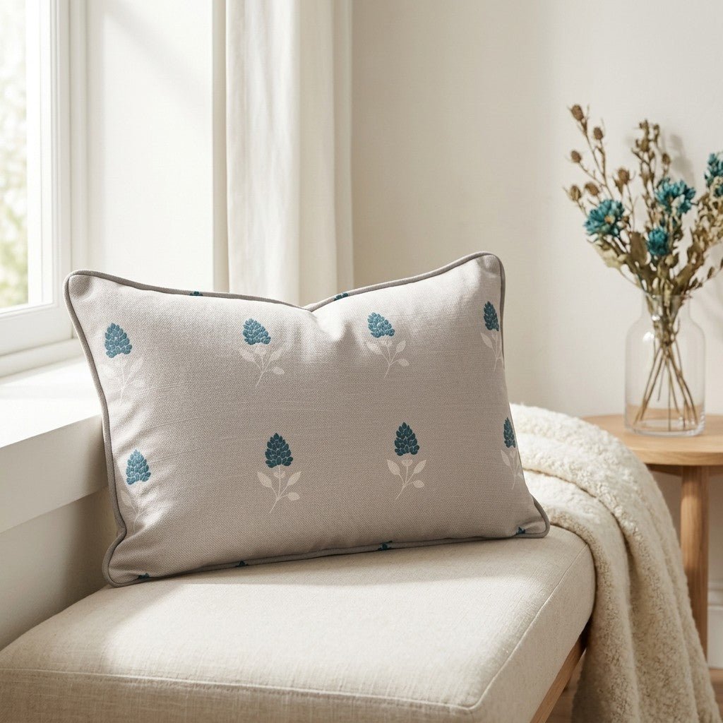 Hedgerow Traventine Floral Throw Pillow - Lemon Park