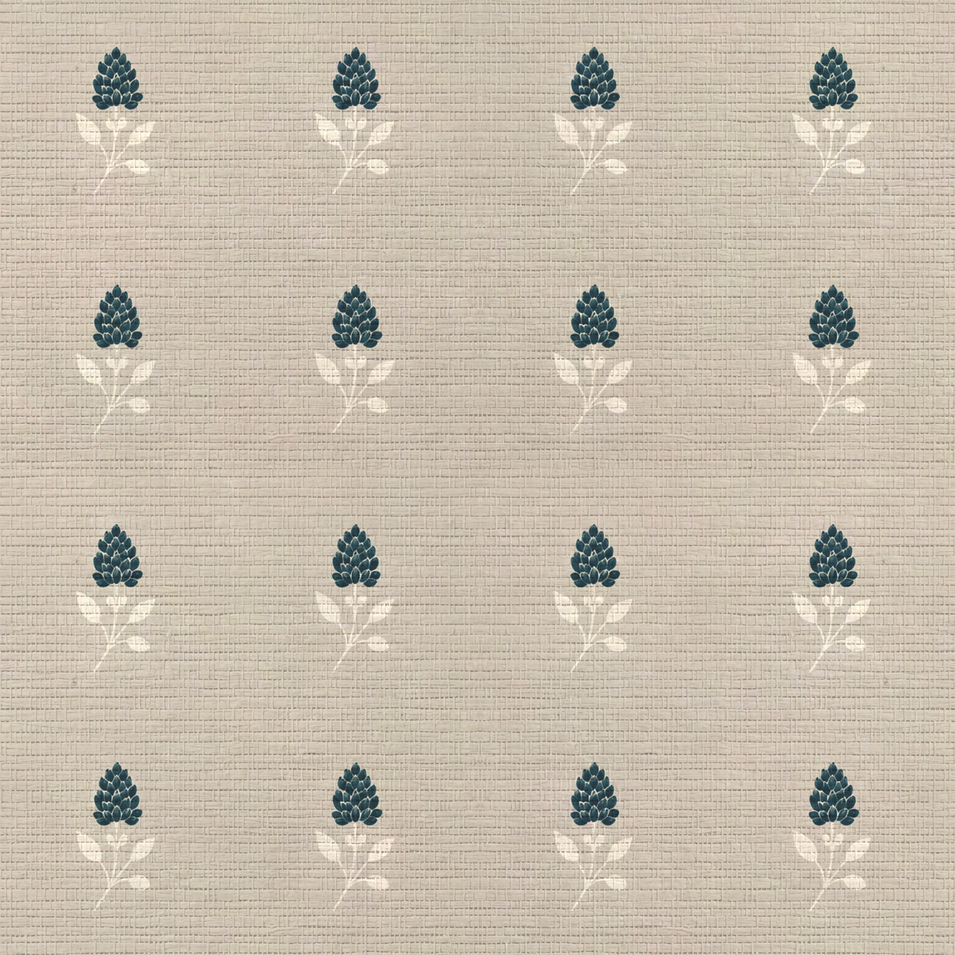 Hedgerow Traventine Floral Faux Grasscloth Wallpaper