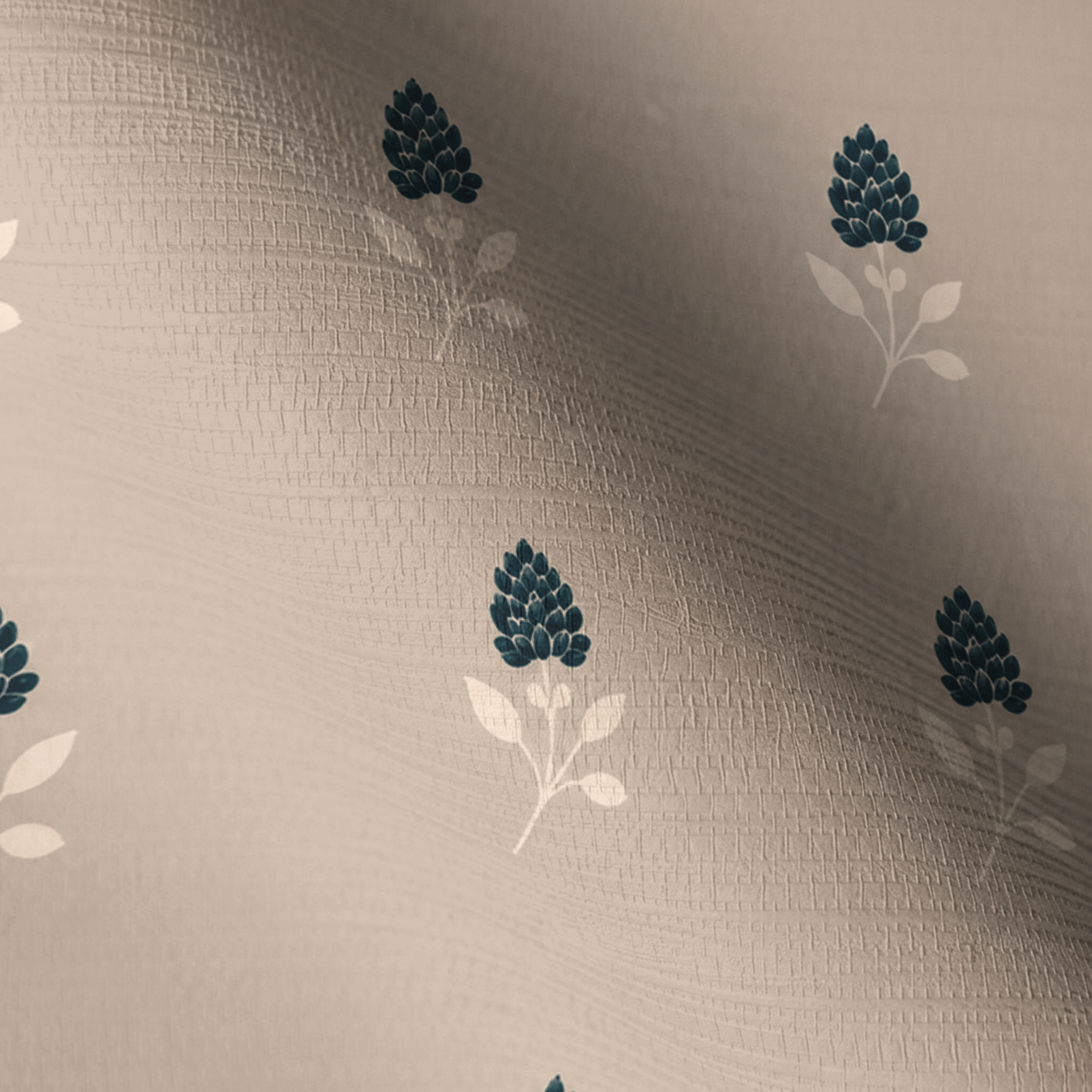 Hedgerow Traventine Floral Faux Grasscloth Wallpaper