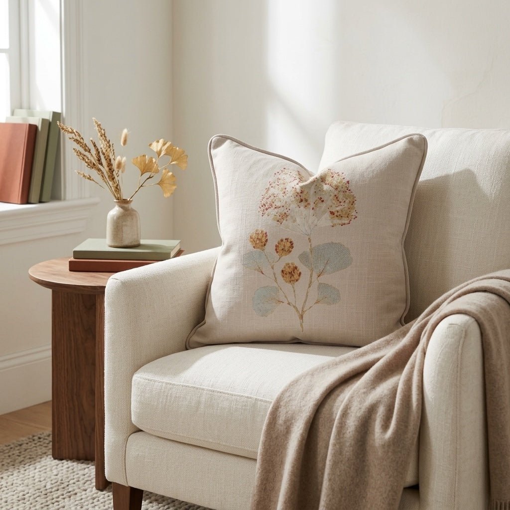 Hedgerow Travertine Botanicals Throw Pillow - Lemon Park