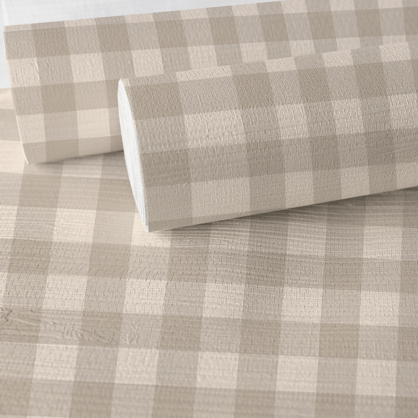 Hedgerow Travertine Gingham Faux Grasscloth Wallpaper - Lemon Park