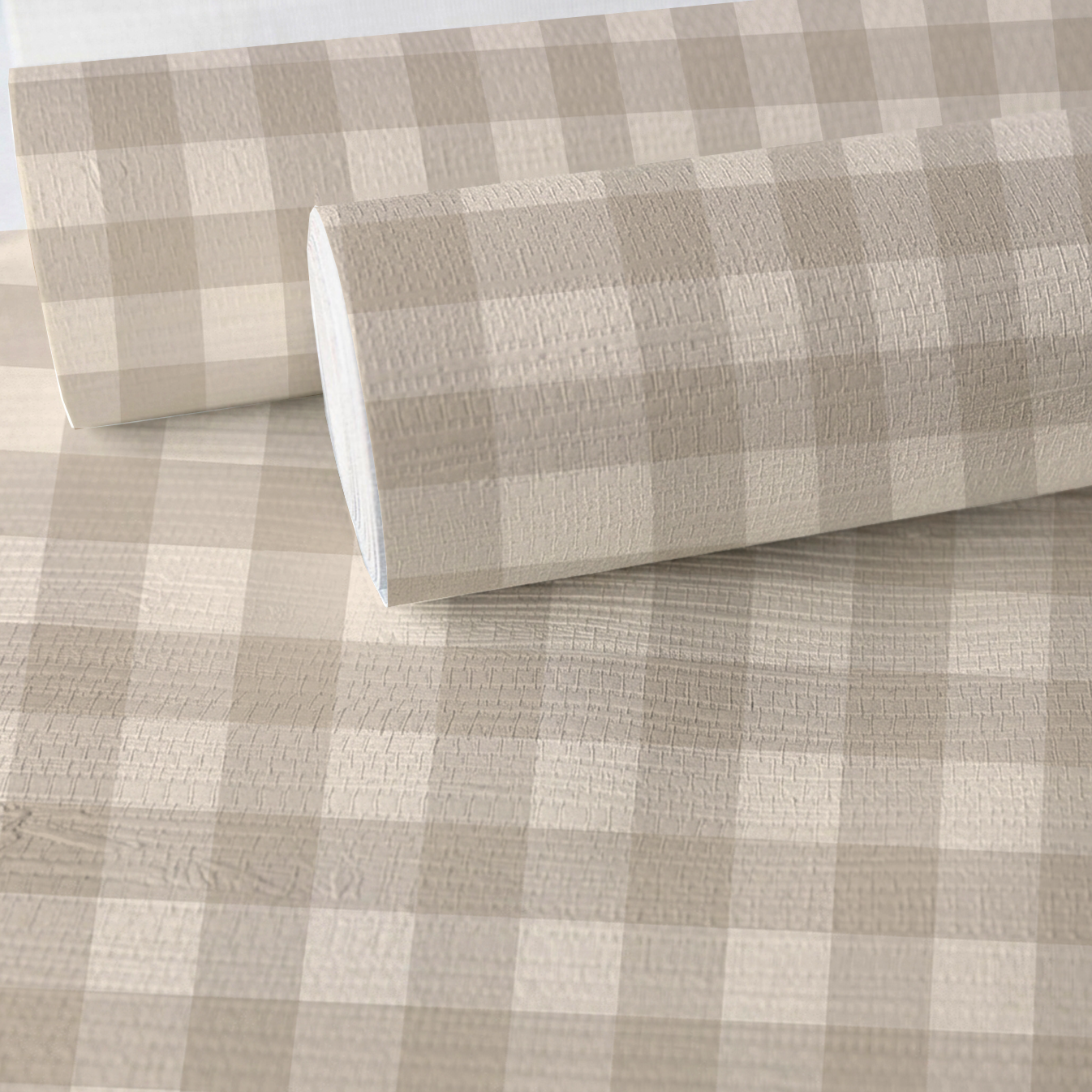 Hedgerow Travertine Gingham Faux Grasscloth Wallpaper