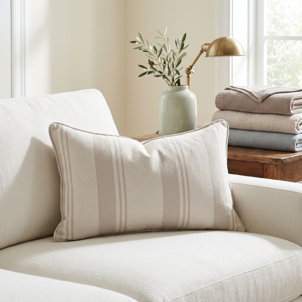 Hedgerow Travertine Stripes Throw Pillow - Lemon Park