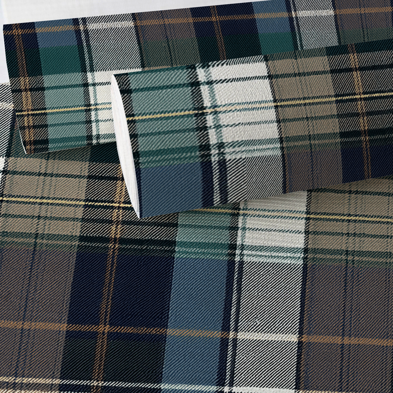 Highland Plaid Faux Grasscloth Wallpaper