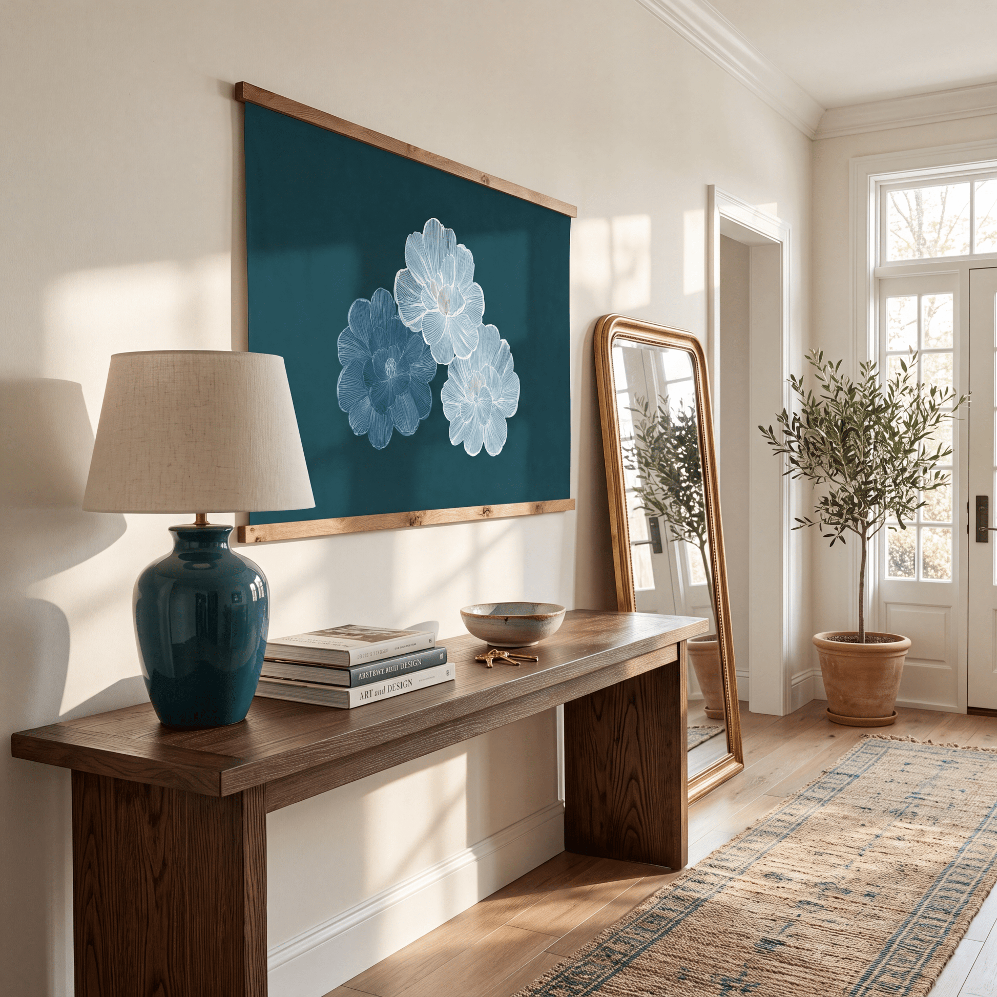 Hint Of Lime Floral Landscape - Tapestry - Lemon Park