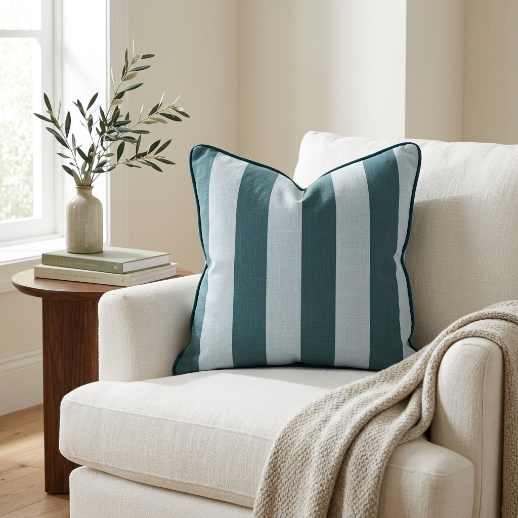 Hint Of Lime Stripes Throw Pillow - Lemon Park