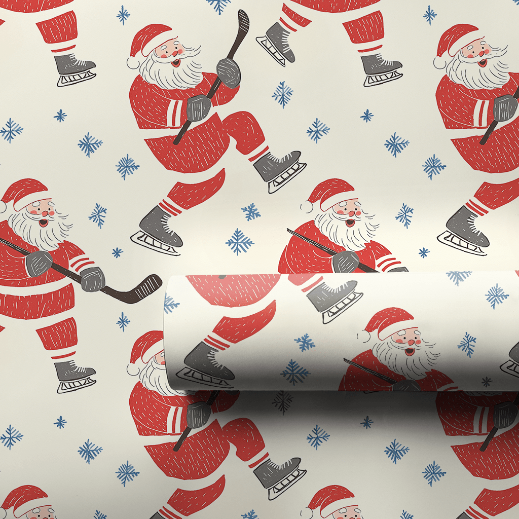 Hockey Santa - Wrapping Paper - Lemon Park