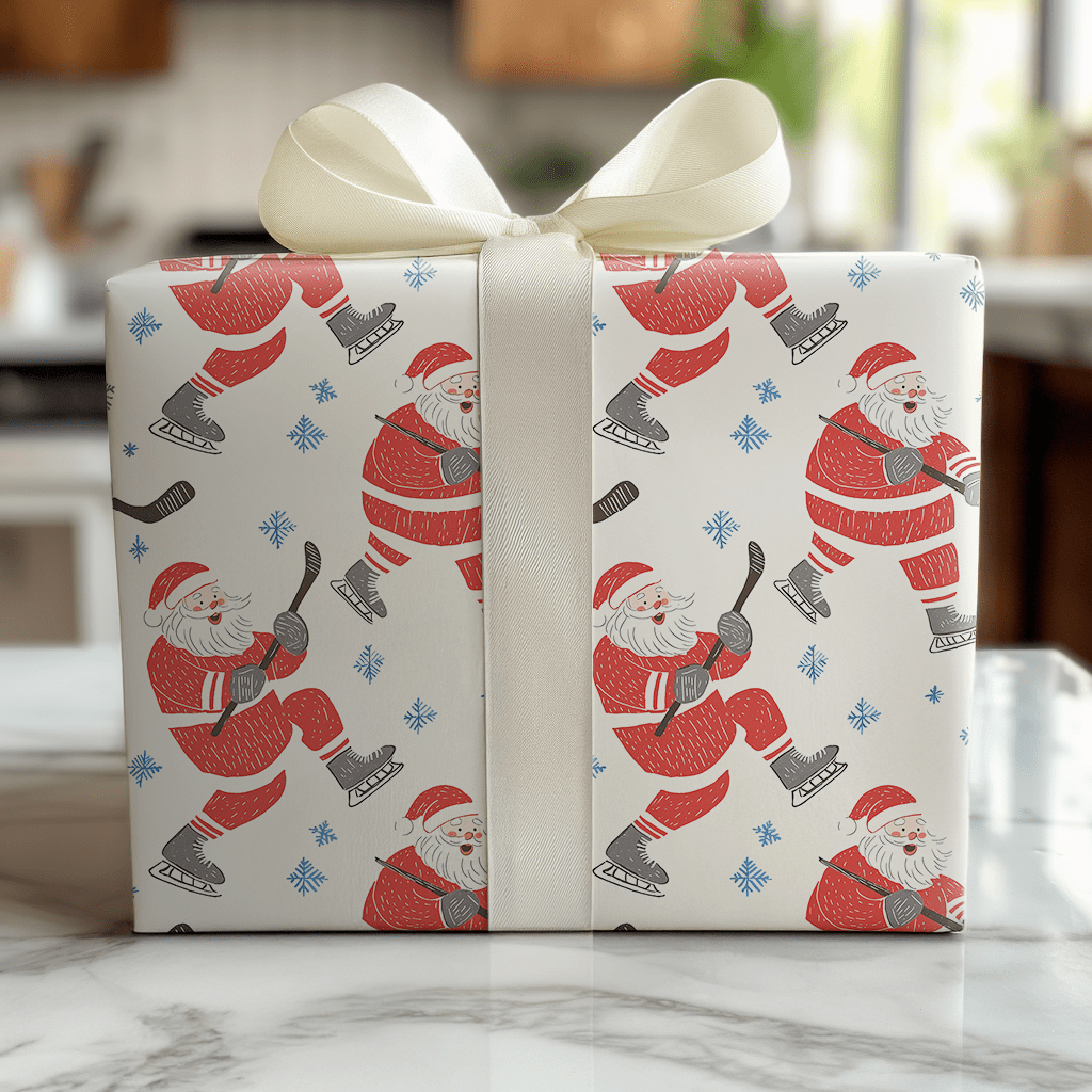 Hockey Santa - Wrapping Paper - Lemon Park