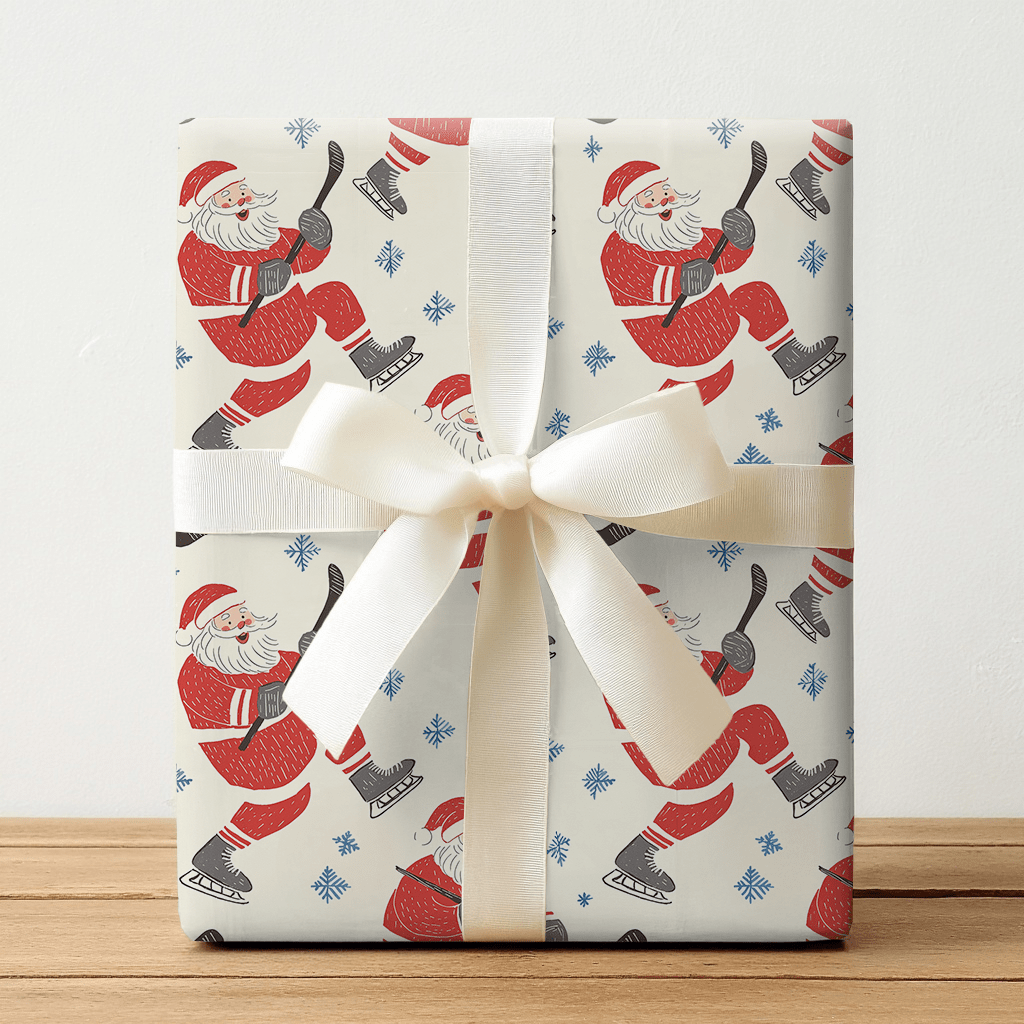 Hockey Santa - Wrapping Paper - Lemon Park