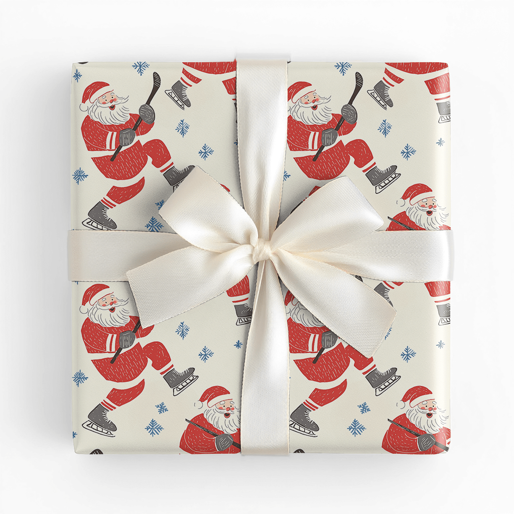 Hockey Santa - Wrapping Paper - Lemon Park