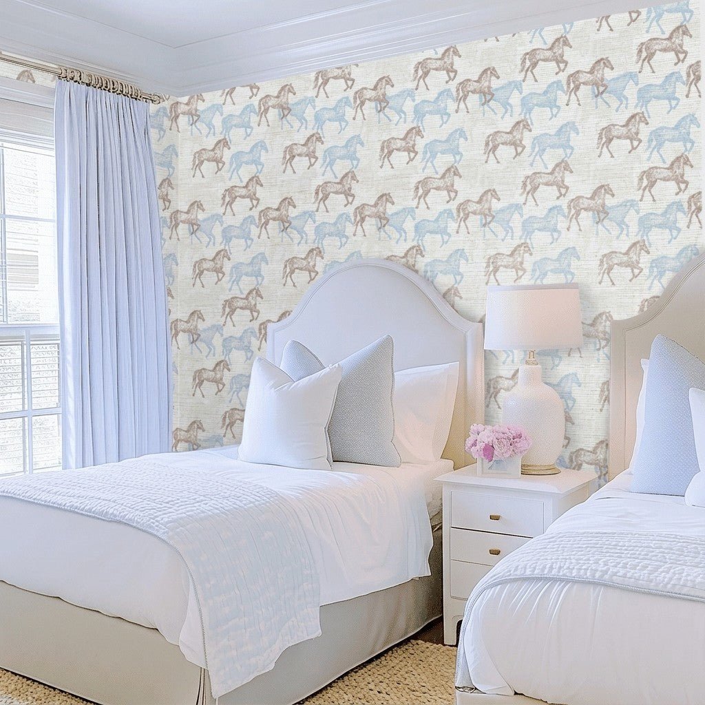 Hold Your Horses Faux Grasscloth Wallpaper - Lemon Park