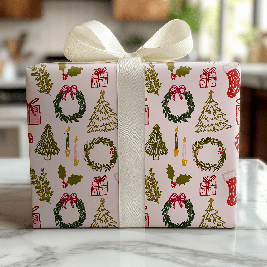 Holly Jolly Doodles - Wrapping Paper - Lemon Park