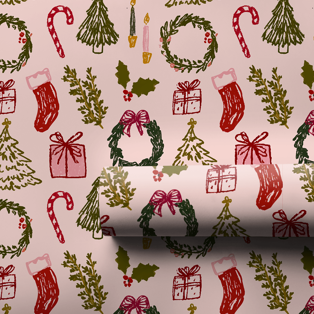 Holly Jolly Doodles - Wrapping Paper - Lemon Park