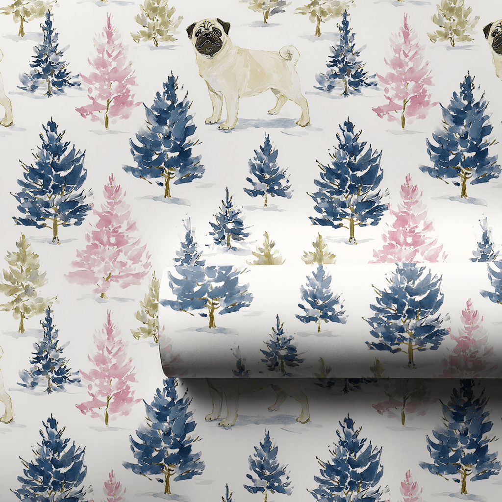 Holly Jolly Pug - Wrapping Paper - Lemon Park