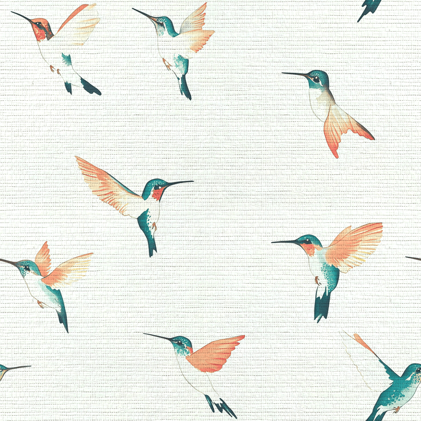Hummingbirds Faux Grasscloth Wallpaper - Lemon Park