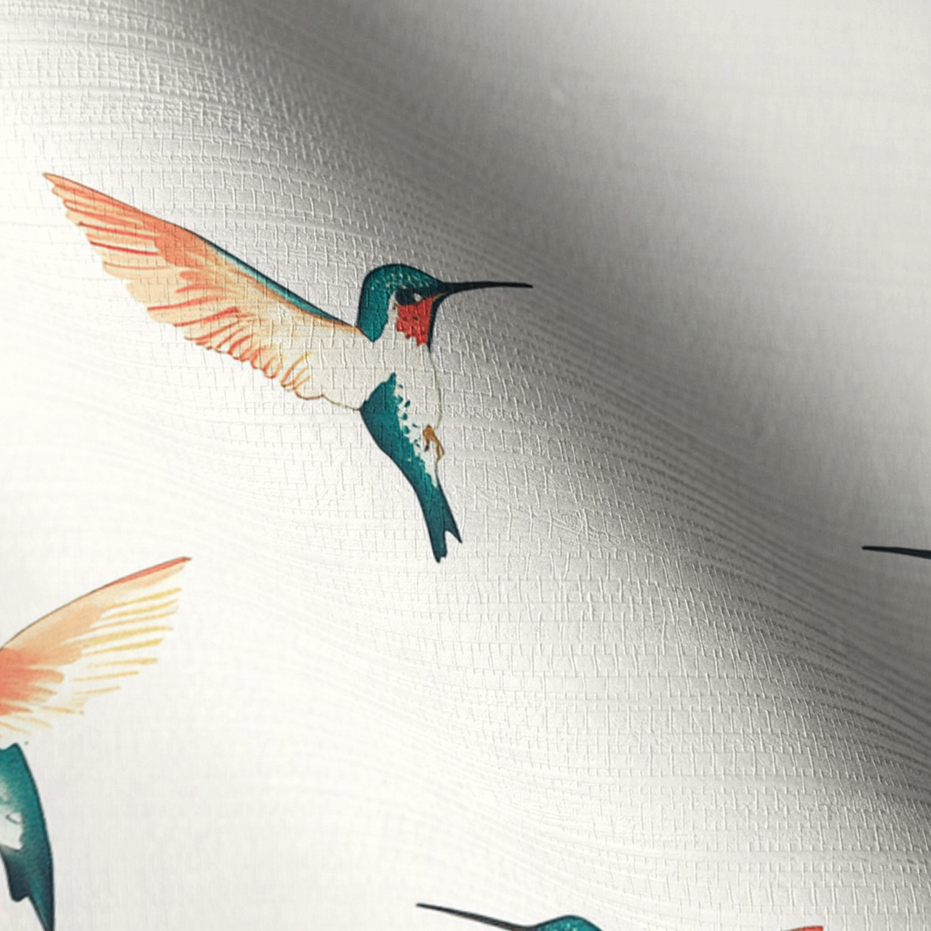 Hummingbirds Faux Grasscloth Wallpaper