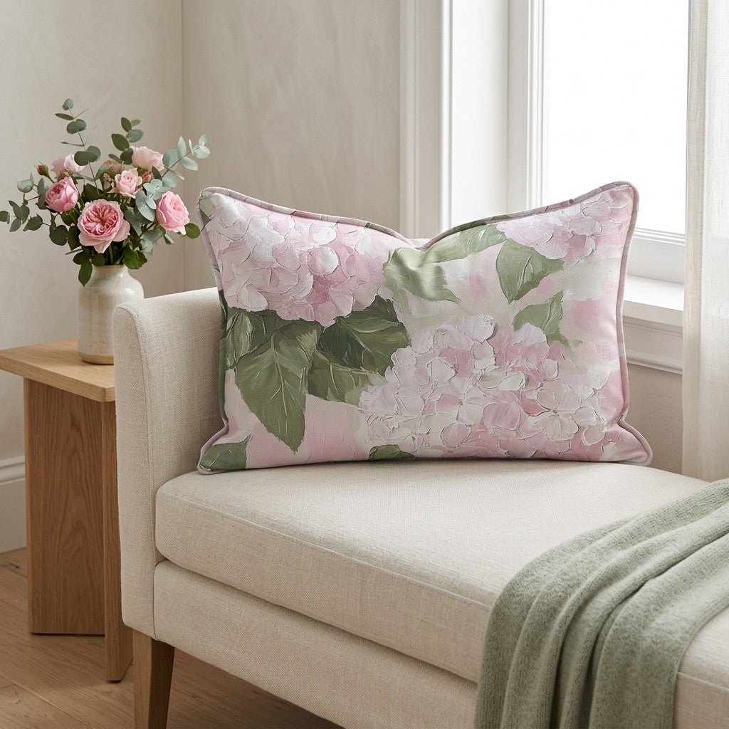 Hydrangea Haven Throw Pillow - Lemon Park