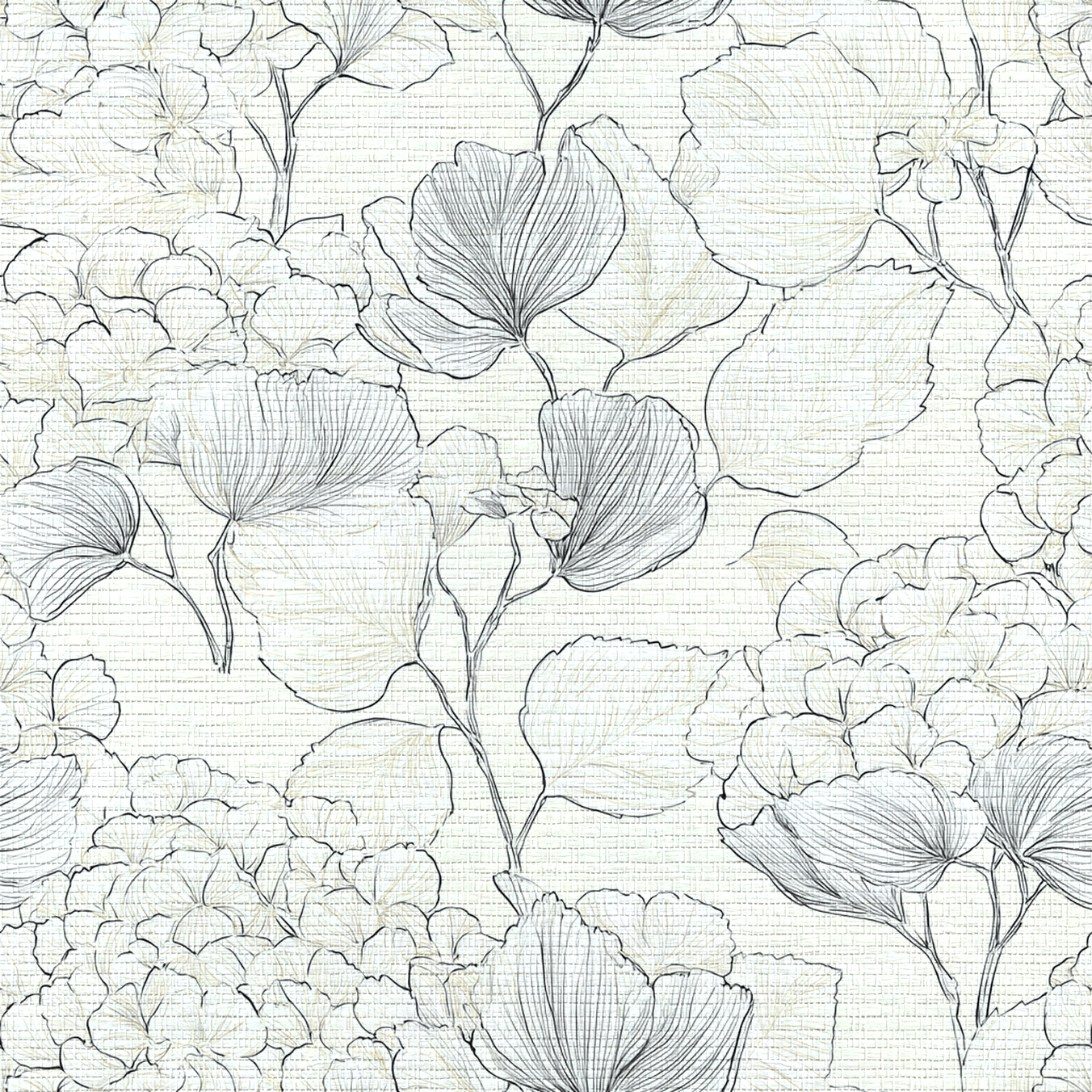 Hydrangea Lining Faux Grasscloth Wallpaper - Lemon Park