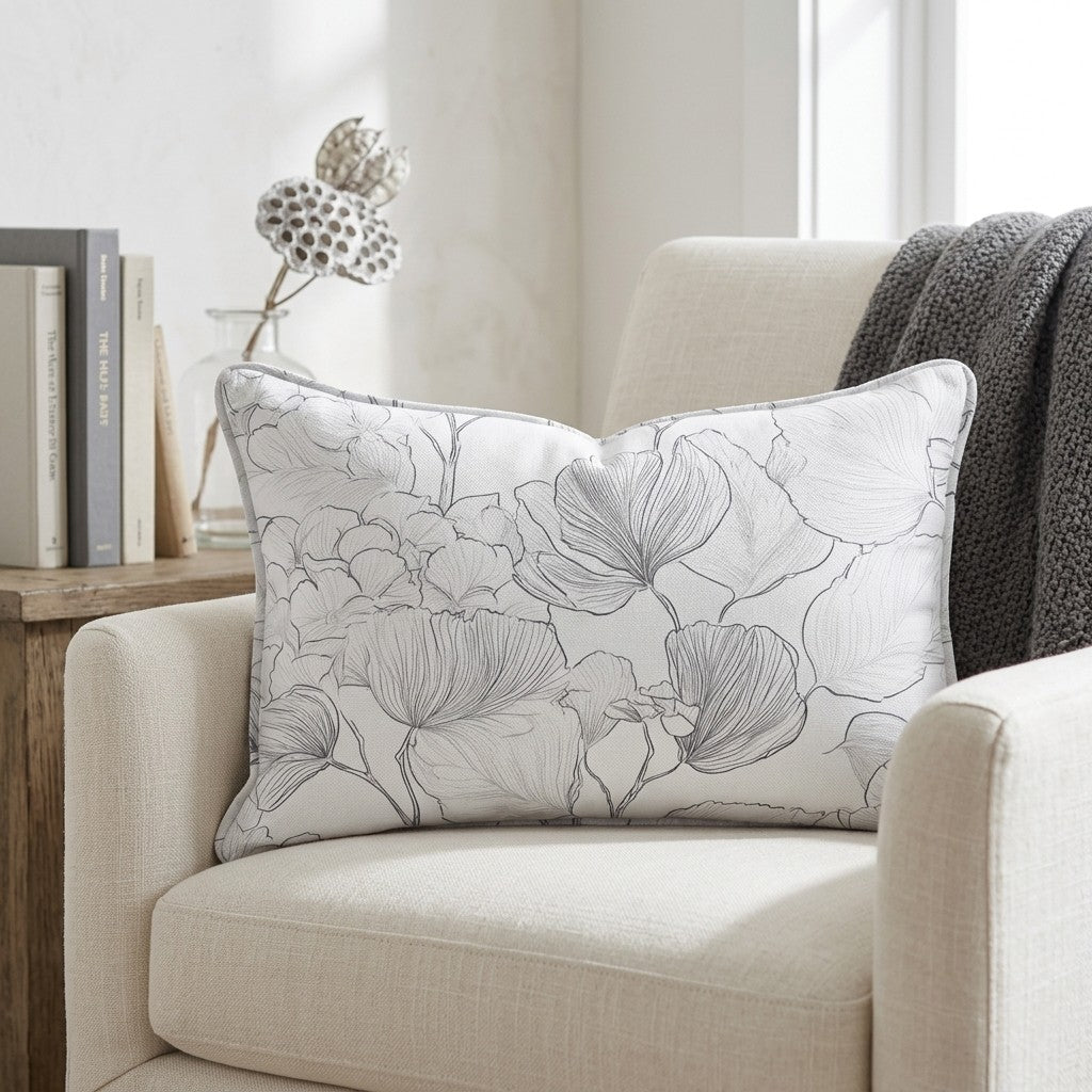 Hydrangea Lining Throw Pillow - Lemon Park