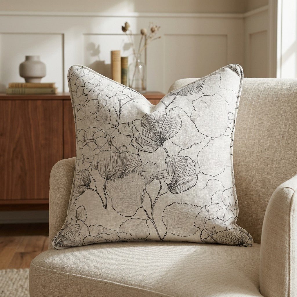 Hydrangea Lining Throw Pillow - Lemon Park