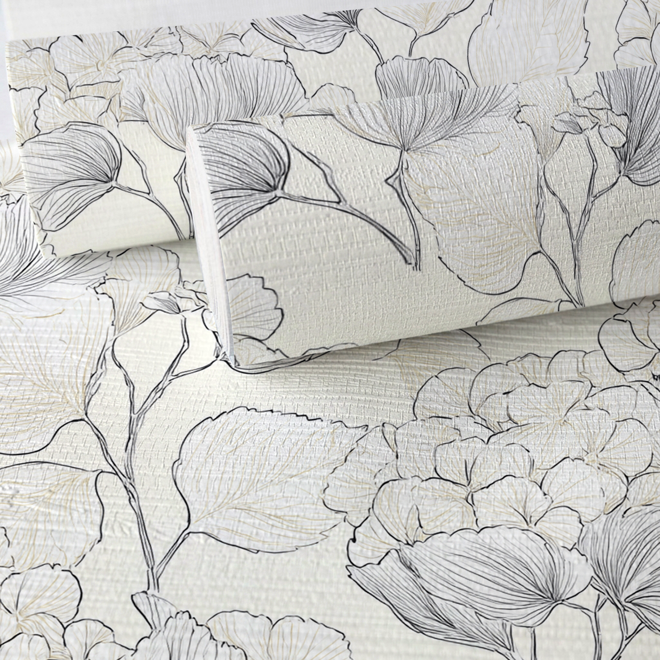 Hydrangea Lining Faux Grasscloth Wallpaper